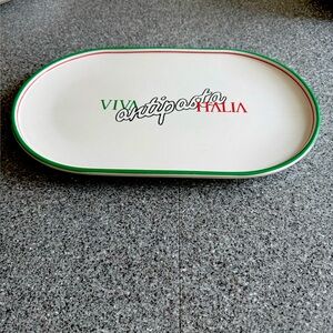 Antipasta Oval Serving Platter - White with Green and Red Accents